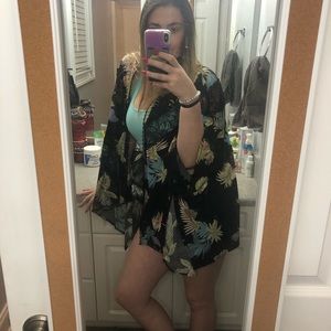 Black Printed Kimono